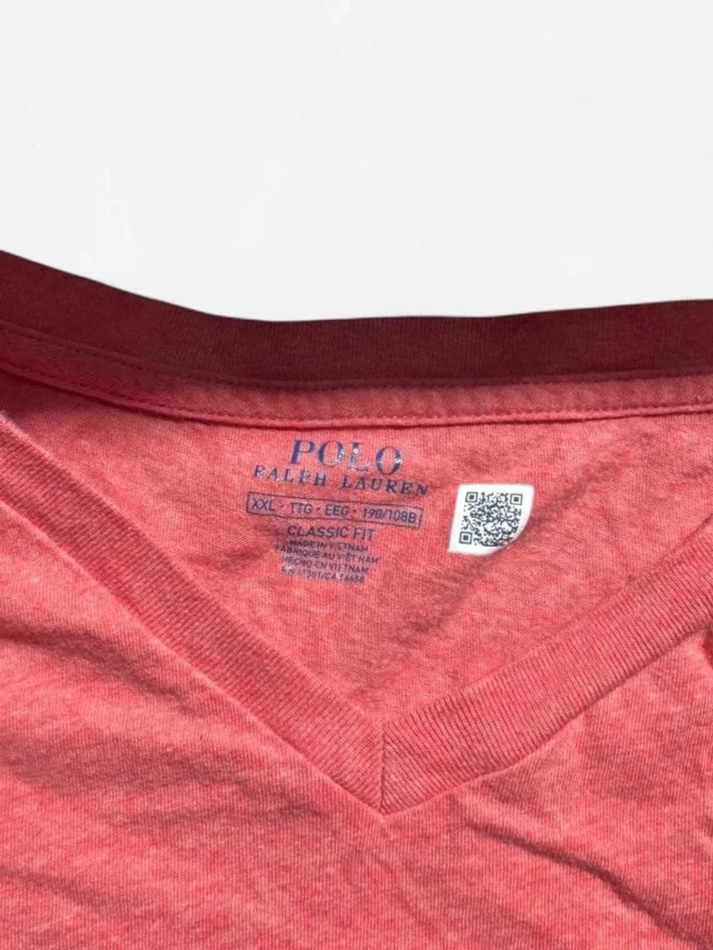 Polo Ralph Lauren XXL Classic Fit Jersey V-Neck T-Shirt Peach Pink Heather